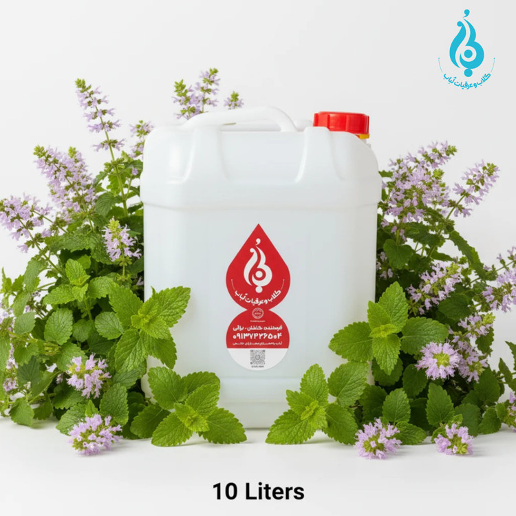 خرید گالن ۱۰ لیتری عرق بادرنجبویه طبیعی لباب مخصوص عطاریها و کلینیکهای طب سنتی ـ Buy 10L lemon balm distillate by Lobab ـ for herbal clinics