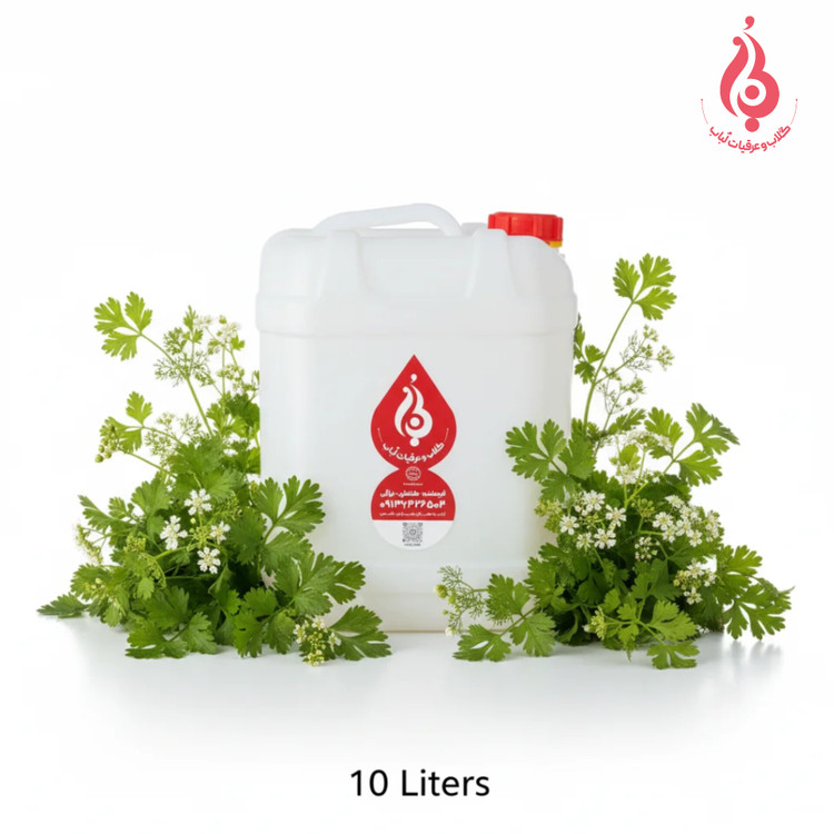 عرق گشنیز ارگانیک لباب دوآتیشه و خالص برای رفع نفخ و خنک کردن معده ـ Organic double‑distilled Coriander distillate by Lobab Kashan ـ anti‑bloating & cooling digestive tonic
