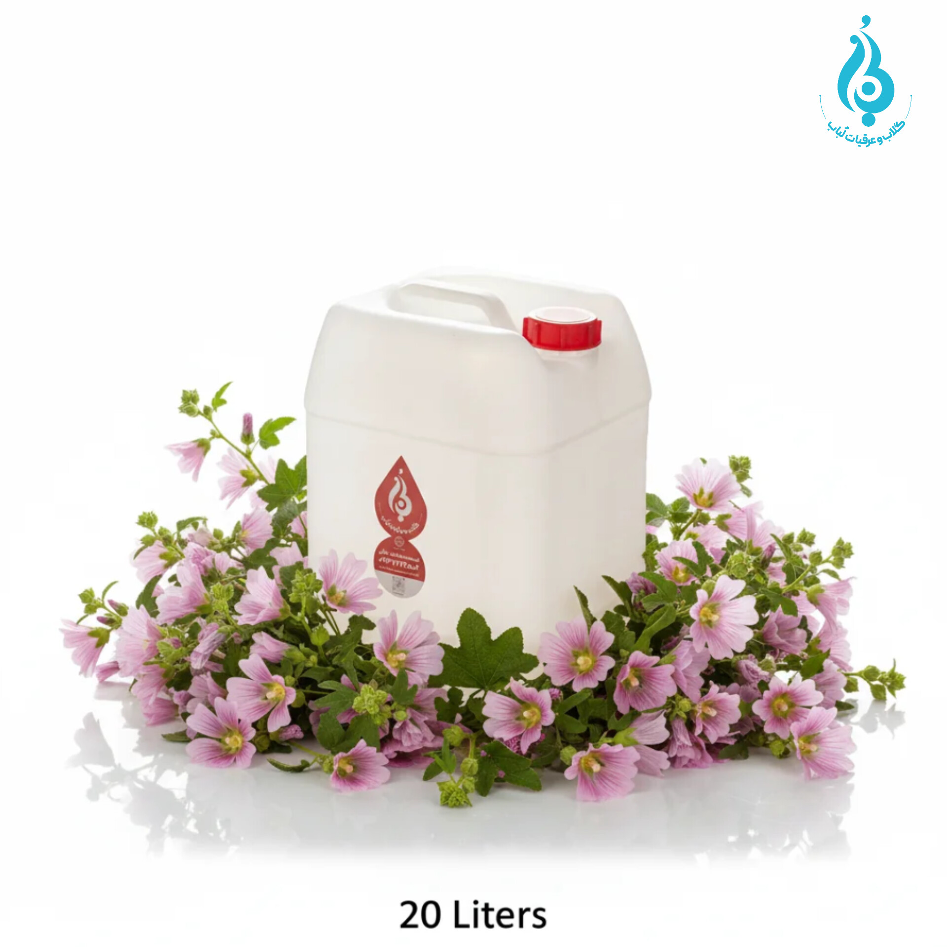 خرید عمده گالن ۲۰ لیتری عرق گل ختمی سنگین ارگانیک لباب دوآتیشه و خالص صادراتی نرم‌کننده سینه و ضدالتهاب ـ Wholesale 20L organic heavy Marshmallow flower distillate by Lobab Kashan ـ export respiratory & anti‑inflammatory tonic
