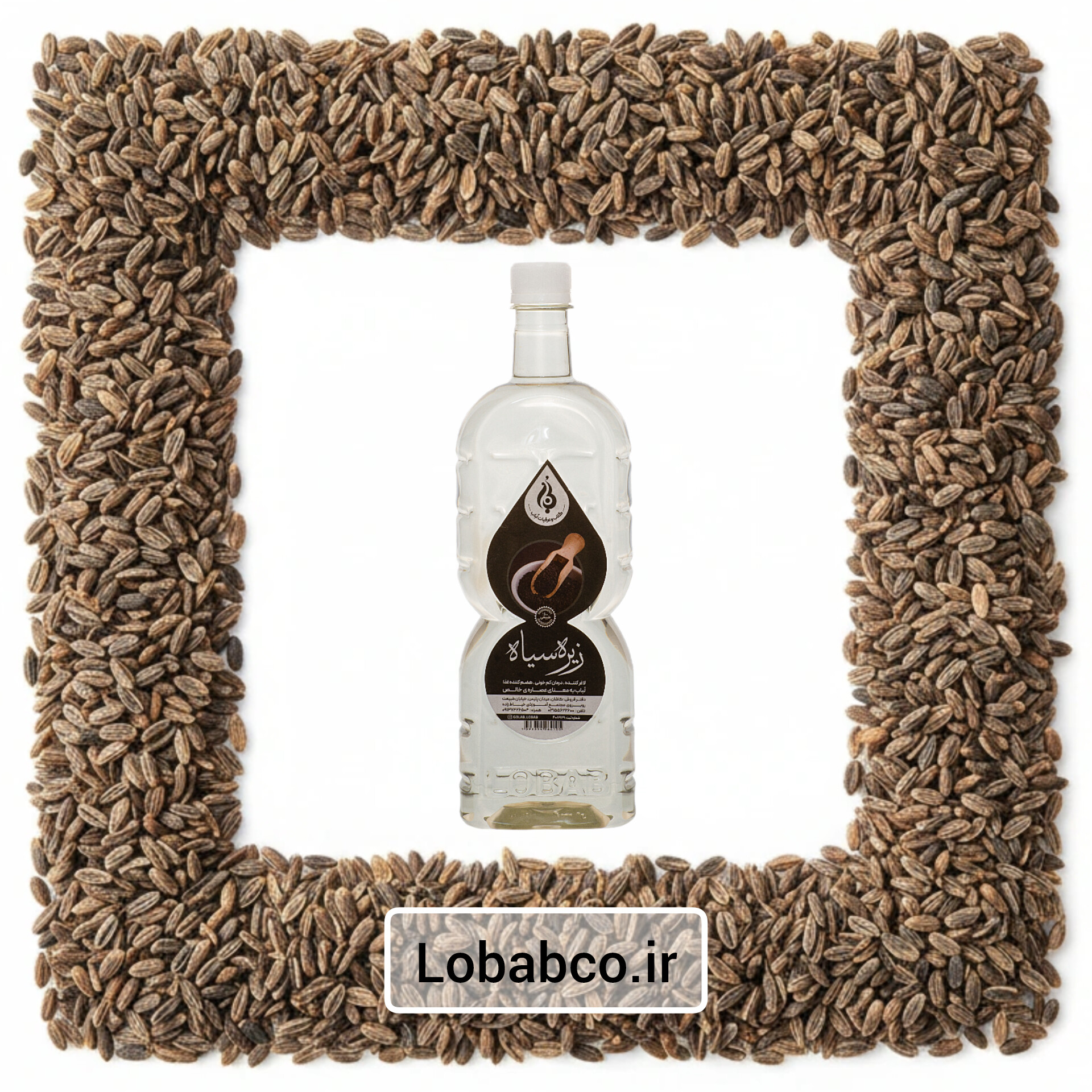 عرق زیره سیاه ارگانیک و دوآتیشه لباب با رایحه گیاه تازه و طبع گرم؛ مناسب معده و چربی‌سوزی | Organic double‑distilled Black Cumin water by Lobab for digestive support